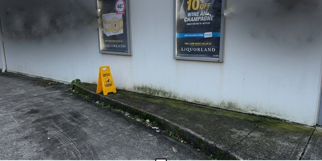Before – retail storefront footpath soiled and mouldy