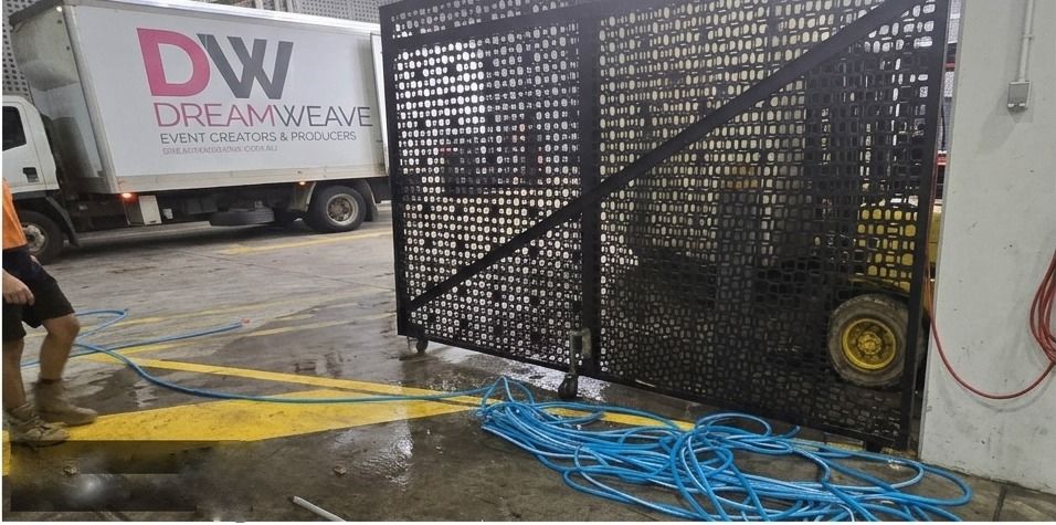 Before – industrial facility floor and equipment dirty