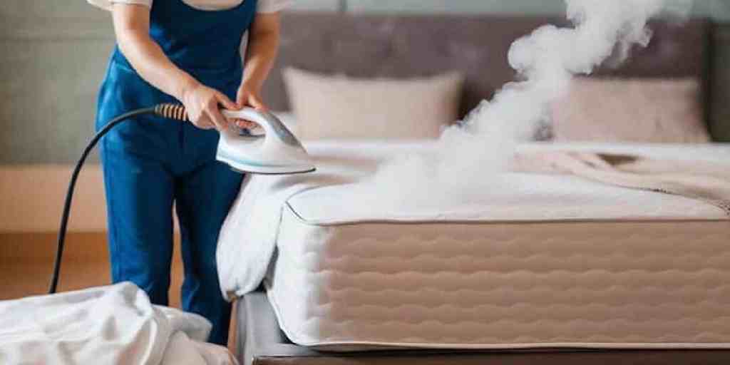 Before – mattress being steam sanitised