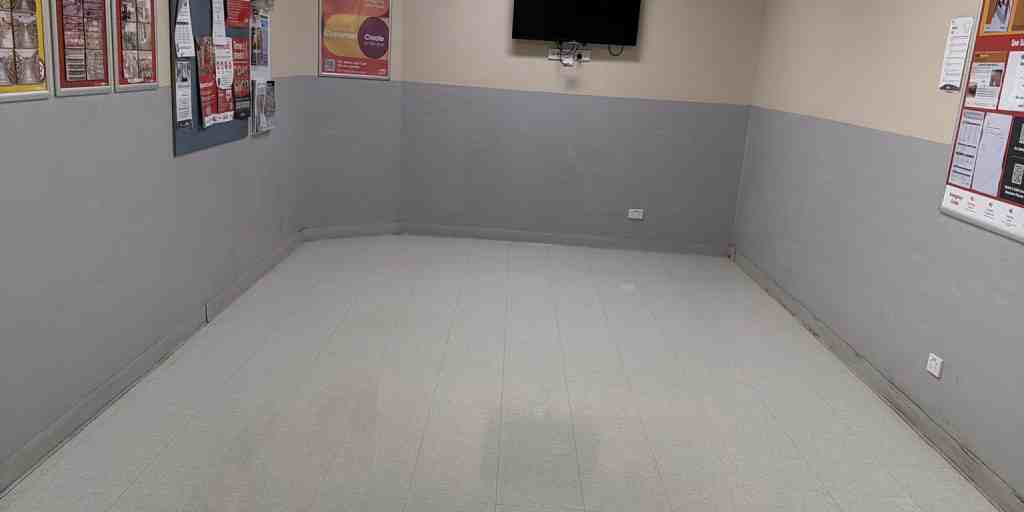 After – staff back office vinyl tile floor restored